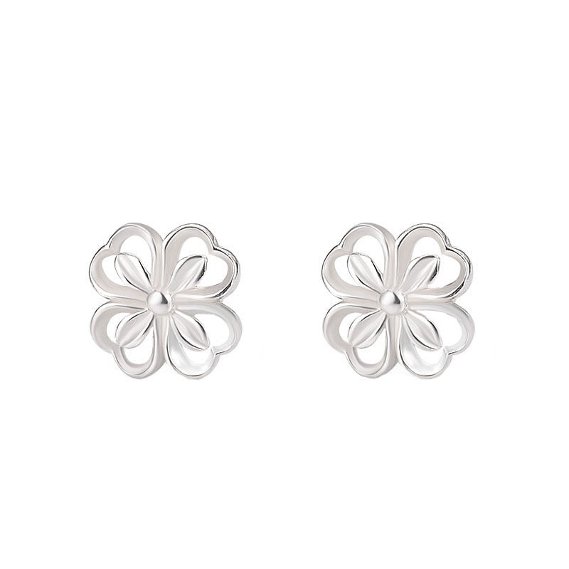 Women's Leaf Clover Ear Mori Style Fresh Hollow Flower Screw Twist Earrings