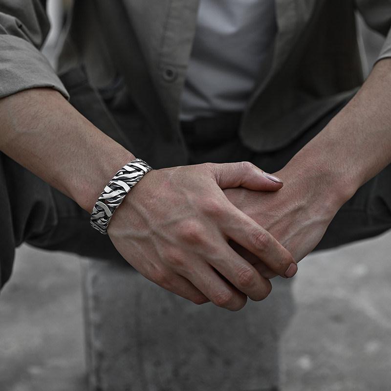 Men's Vintage Thai Sier Woven Twisted Open-ended Bracelets