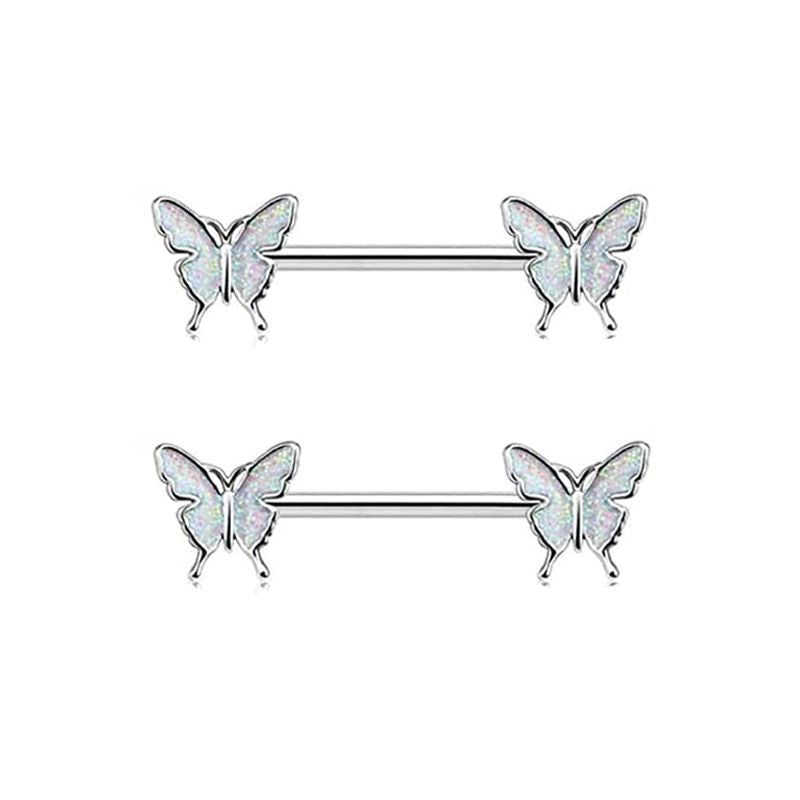Steel Pink Series Zircon Nipple Love Moon Adhesive Earrings