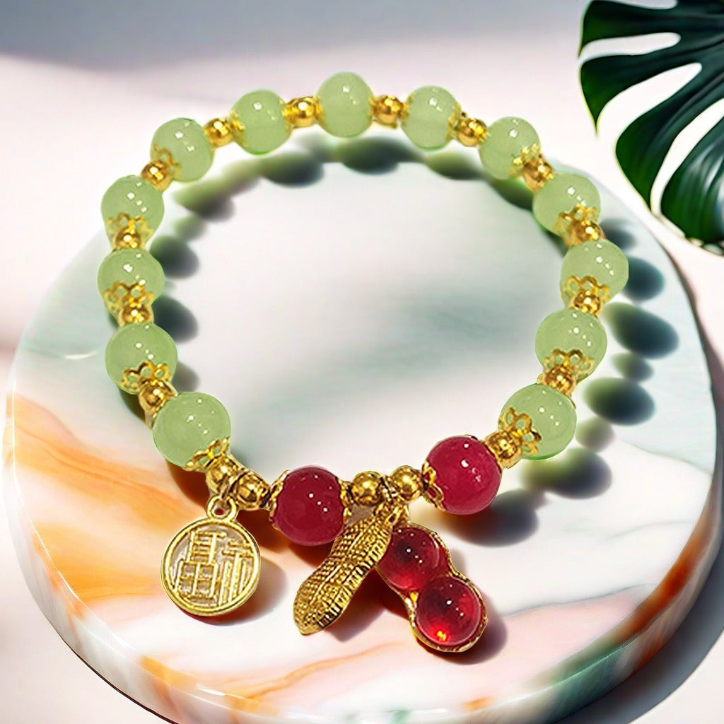 Women's Chinese Style Blessing Card Peanut Design High-grade Temperament Girlfriends Bracelets