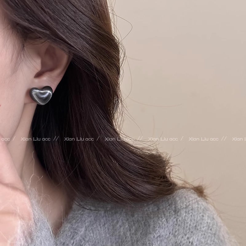 Women's Crystal Love Heart White Ear Niche High Earrings