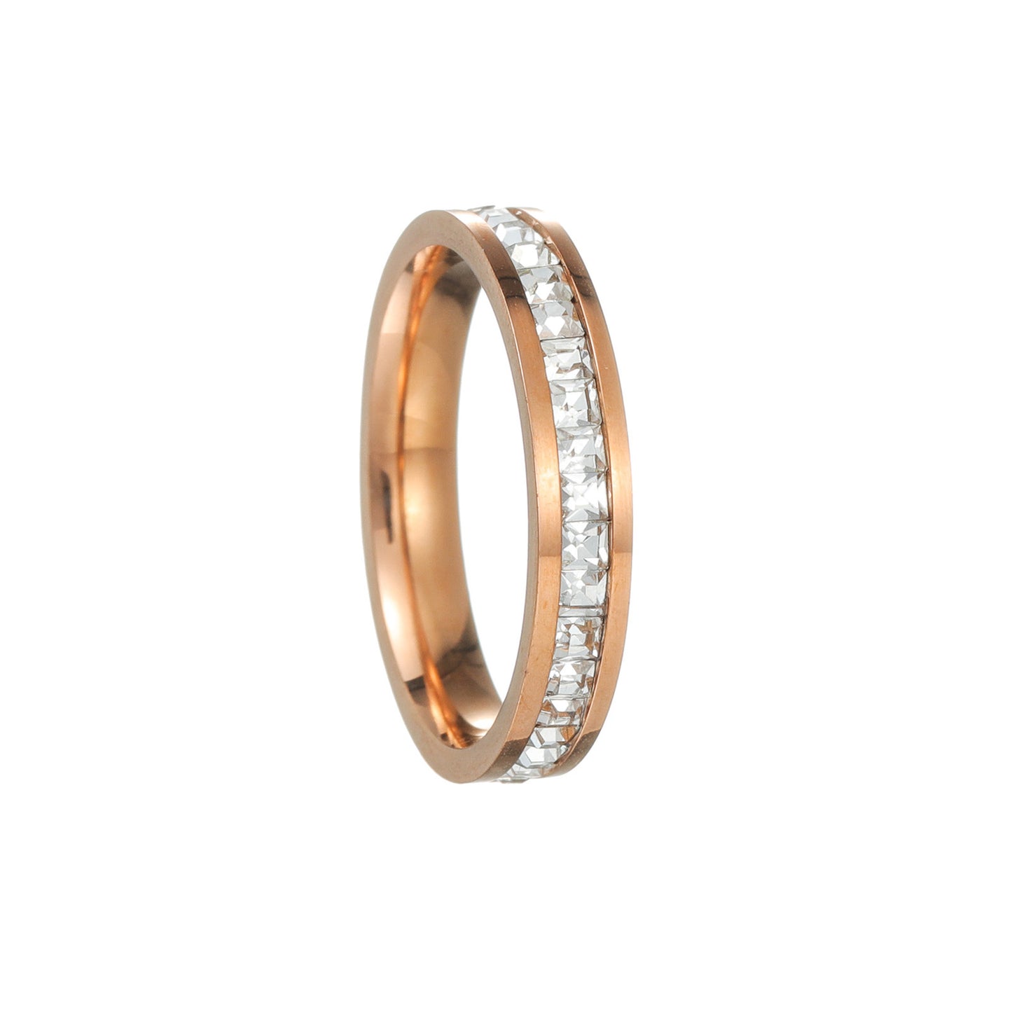 Square Diamond Zircon Titanium Steel Starry Rose Gold Popular Rings