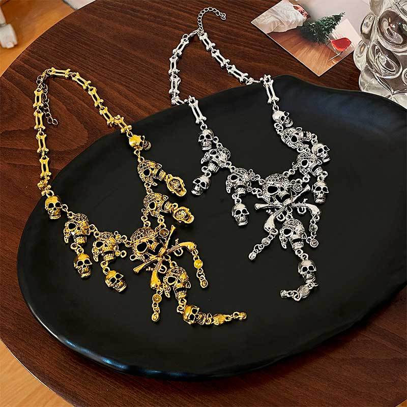 Halloween Exaggerated Skull Personalized Holiday Retro Necklaces