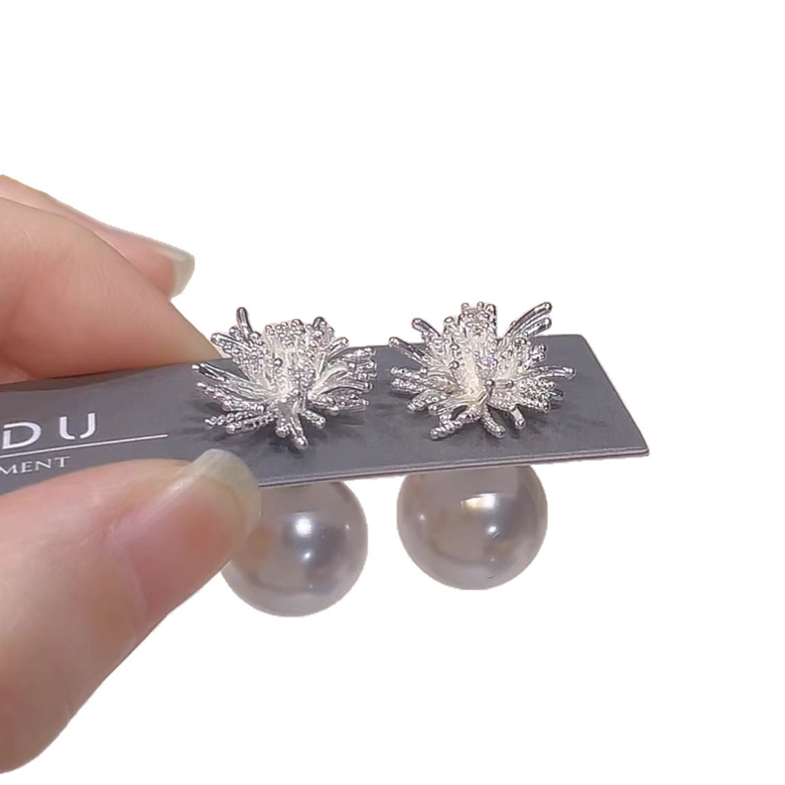 Niche Design Front Back Pearl Personality Unique Fireworks Exquisite Fashionable Earrings