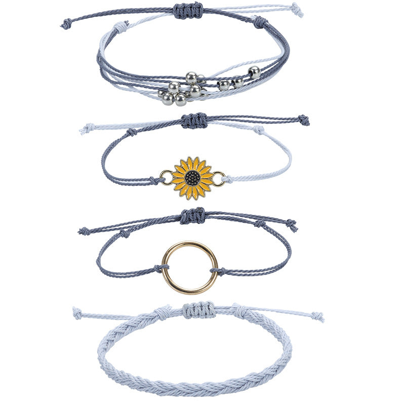 Strap Waterproof Wax Line Hand-woven Sunflower Bracelets