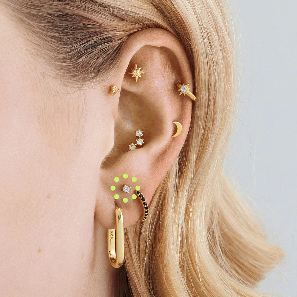 Flat Head Push Piercing Thread Cartilage Earrings