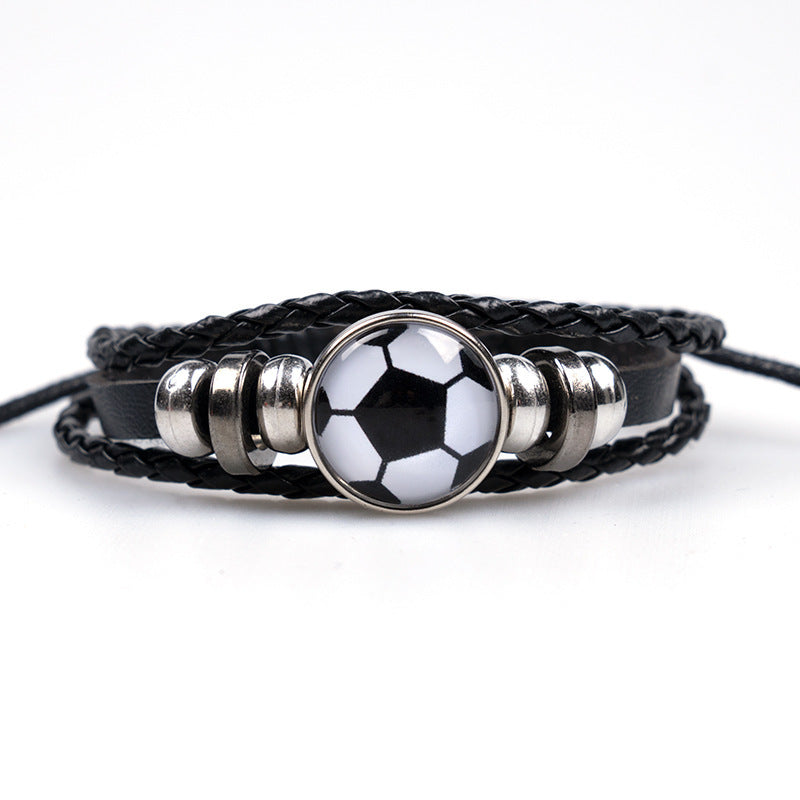 Men's Football Fans Peripheral Leather Popular Beaded Bracelets