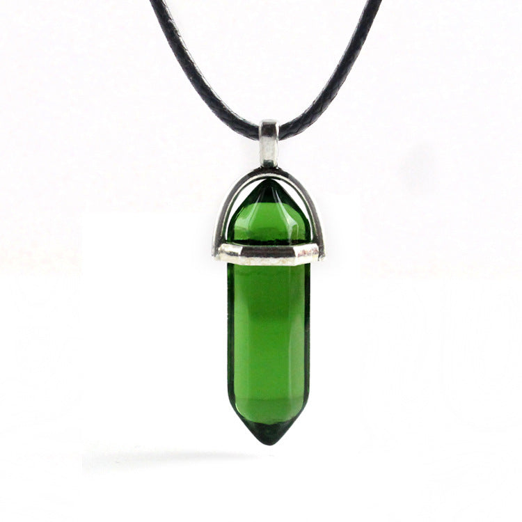 Natural Stone Hexagon Prism Fashion Crystal Necklaces