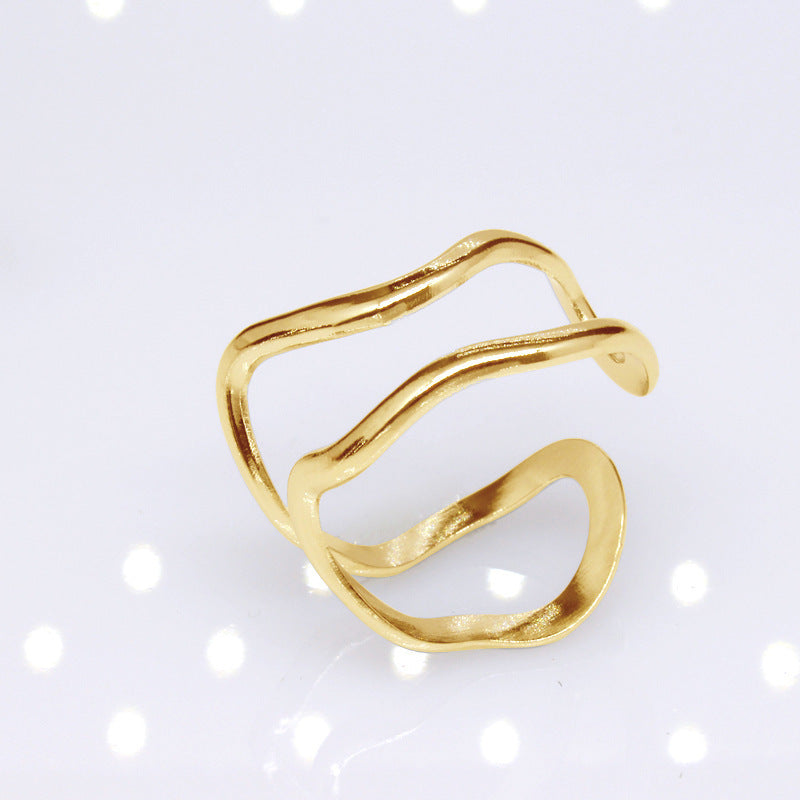 Women's & Men's Open Stainless Steel Type Adjustable Geometric Rings