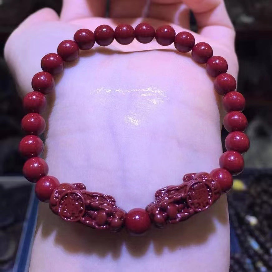 Women's Purple Gold Sand Cinnabar Beaded Single Ethnic Bracelets