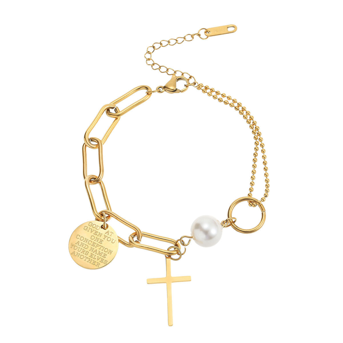 Cross Titanium Steel No Fading Gold Bracelets