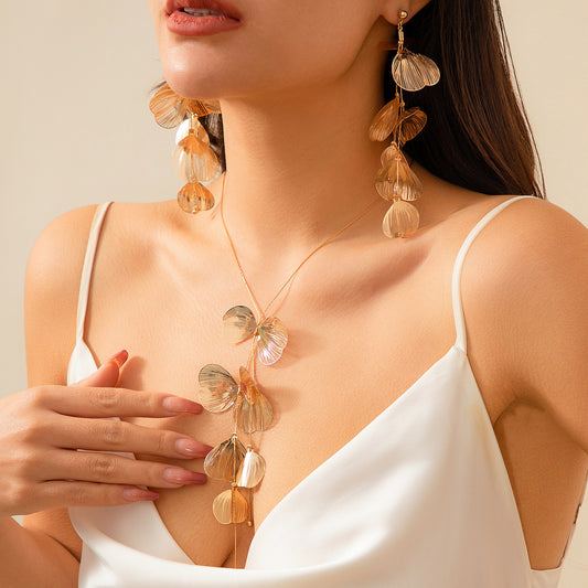 Sweet Cool Design Pull Ginkgo Leaf Minority Necklaces