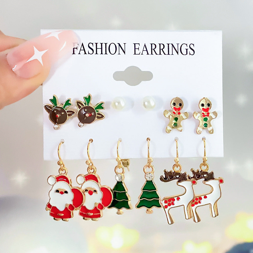 Women's Series Snowflake Bell Combination Suit Cartoon Dripping Earrings