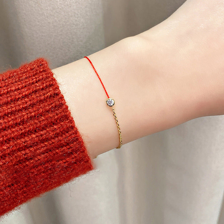 Women's Red Rope Sterling Sier Half Light Bracelets