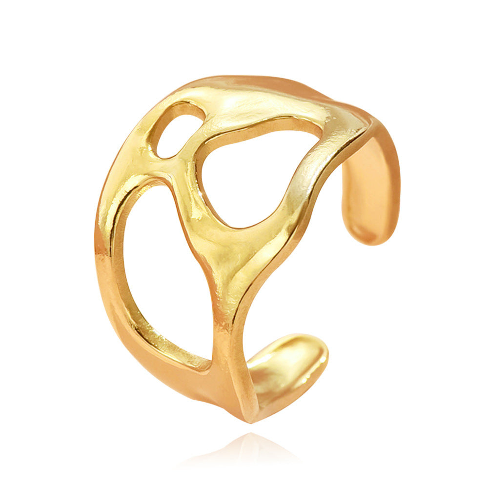 Baroque Irregular Liquid Design Stainless Steel Rings