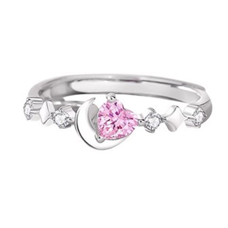 Lovely Pink Zirconium Love Star Couple Girlfriends Limited Rings