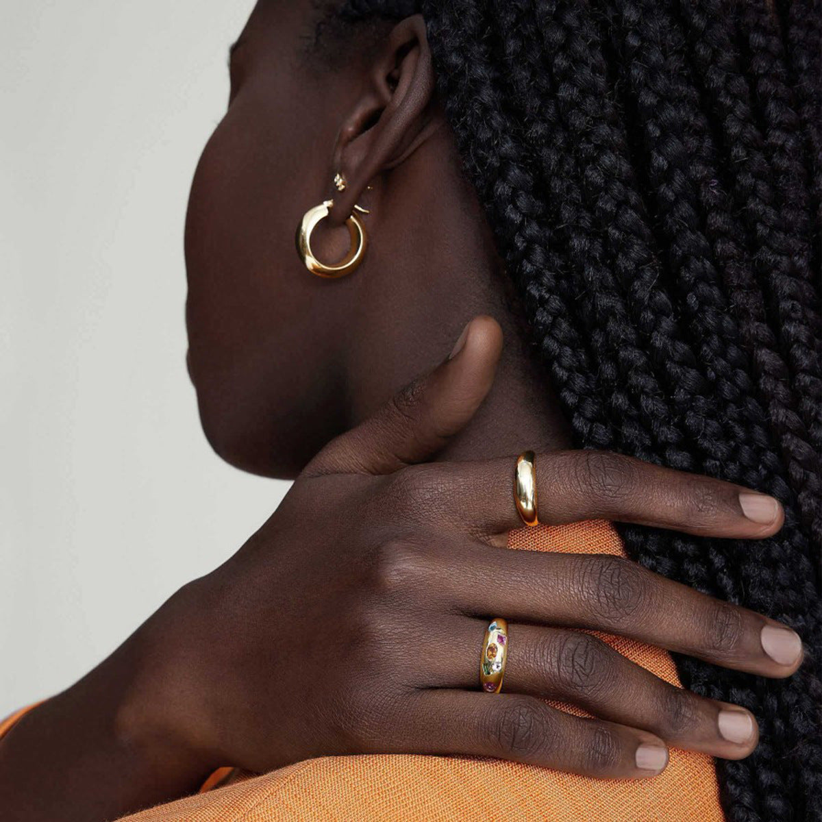 Trendy Gold Stainless Steel Color Zircon Rings