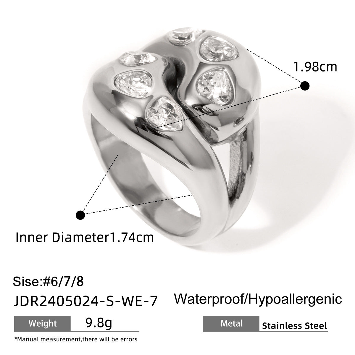 Stainless Steel Glossy Interlaced Water Drop Rings