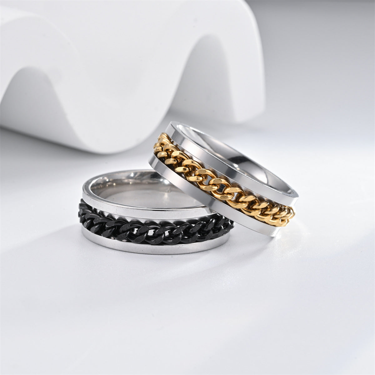 Men's Titanium Steel Rotating Chain Rotatable Decompression Rings