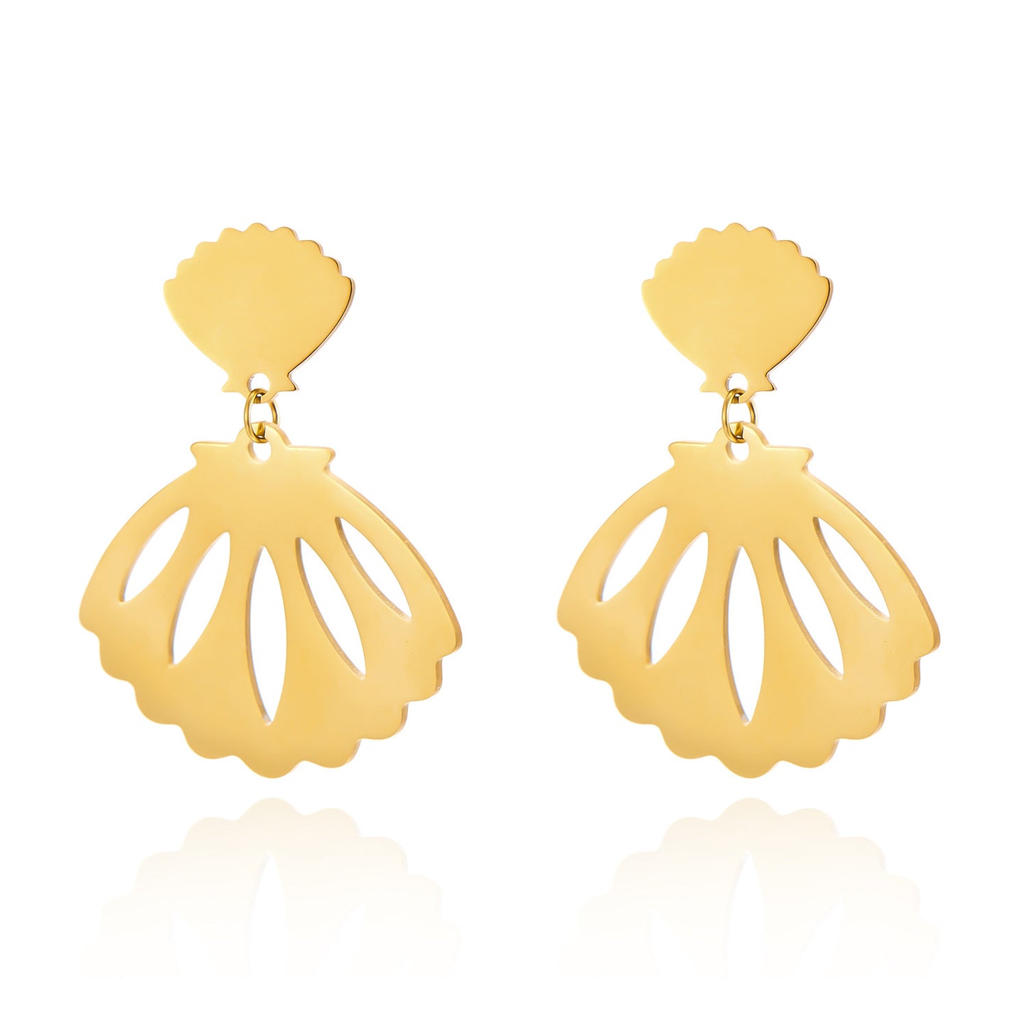 Women's Shell Stainless Steel Gold Fashion Earrings