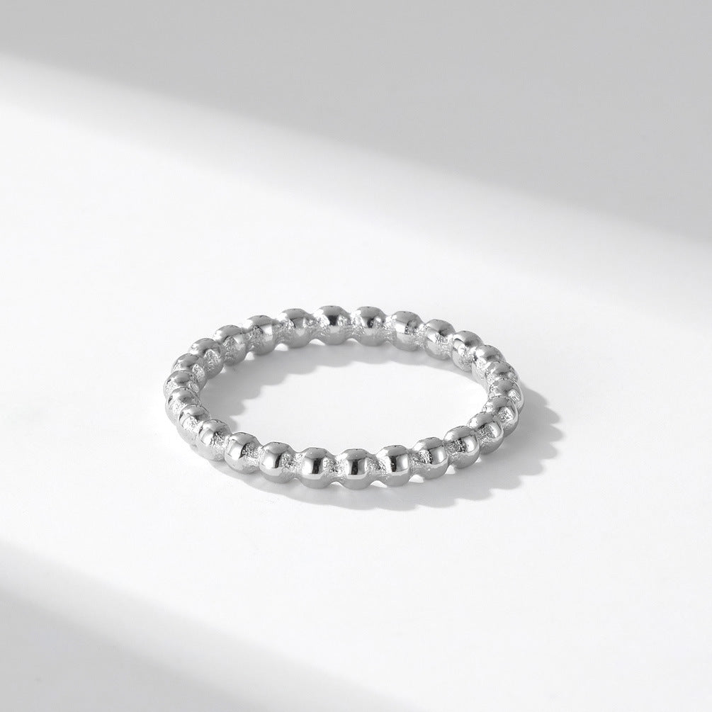 Women's Titanium Steel Small Beads Stackable Simple Wear Little Finger Rings