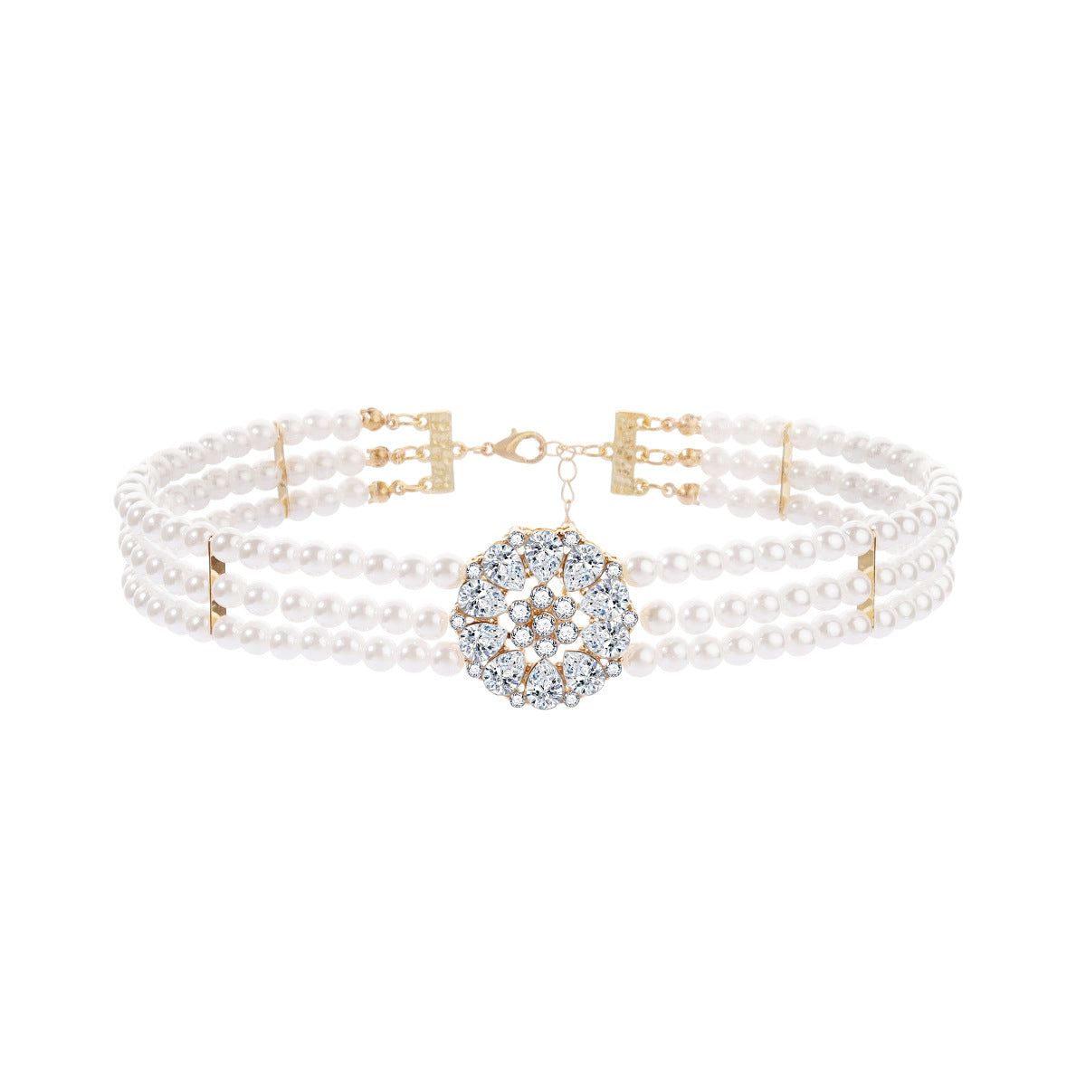 Retro Style Geometric Ellipse Pearl Cold Necklaces