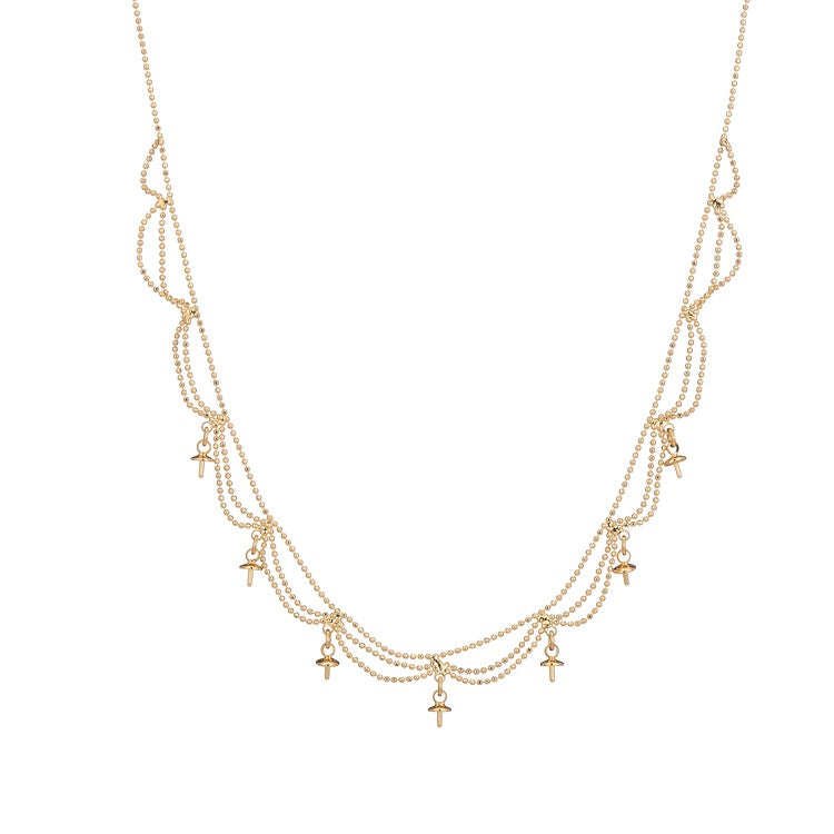 Women's Wave Chain Simple Stitching Personality Metal Zircon Inlaid Necklace