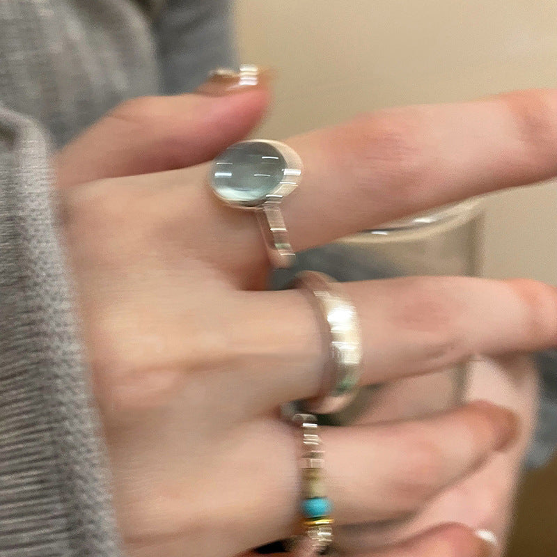 Of Sier Natural Stone Open Female Design Cold Style Rings