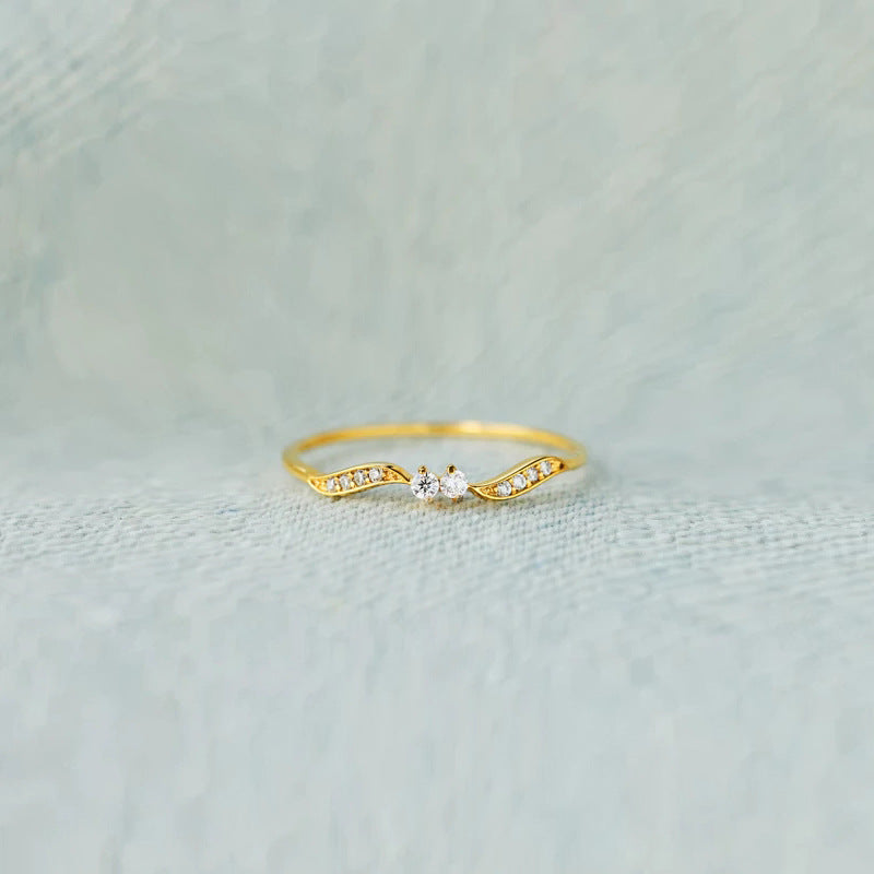 Leaf Fashion Simple Sier Plated Proposal Rings