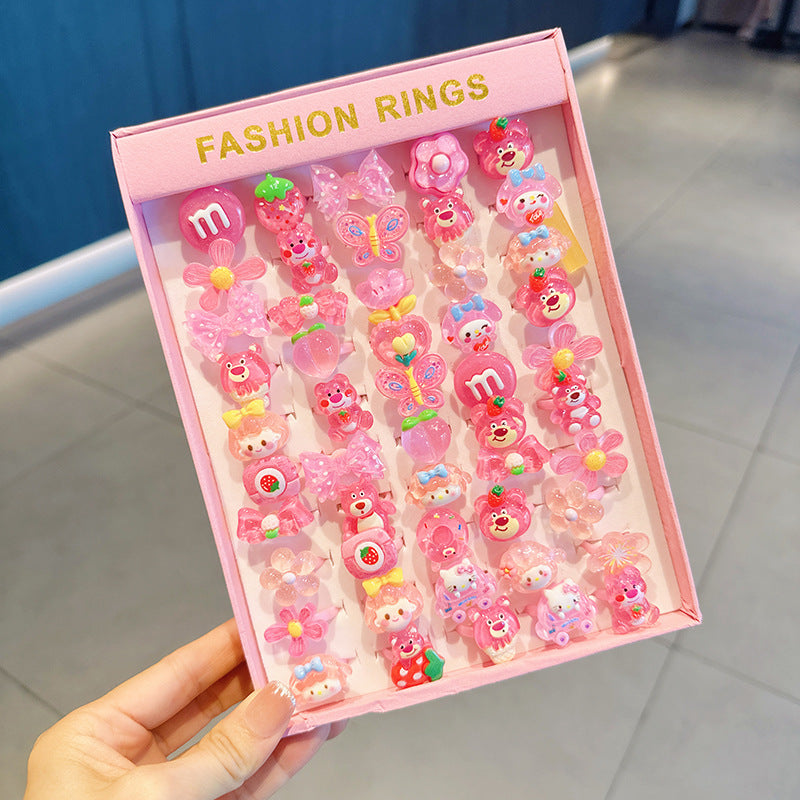 Children's Cartoon Nostalgic Frosted Texture Plastic Kindergarten Rings
