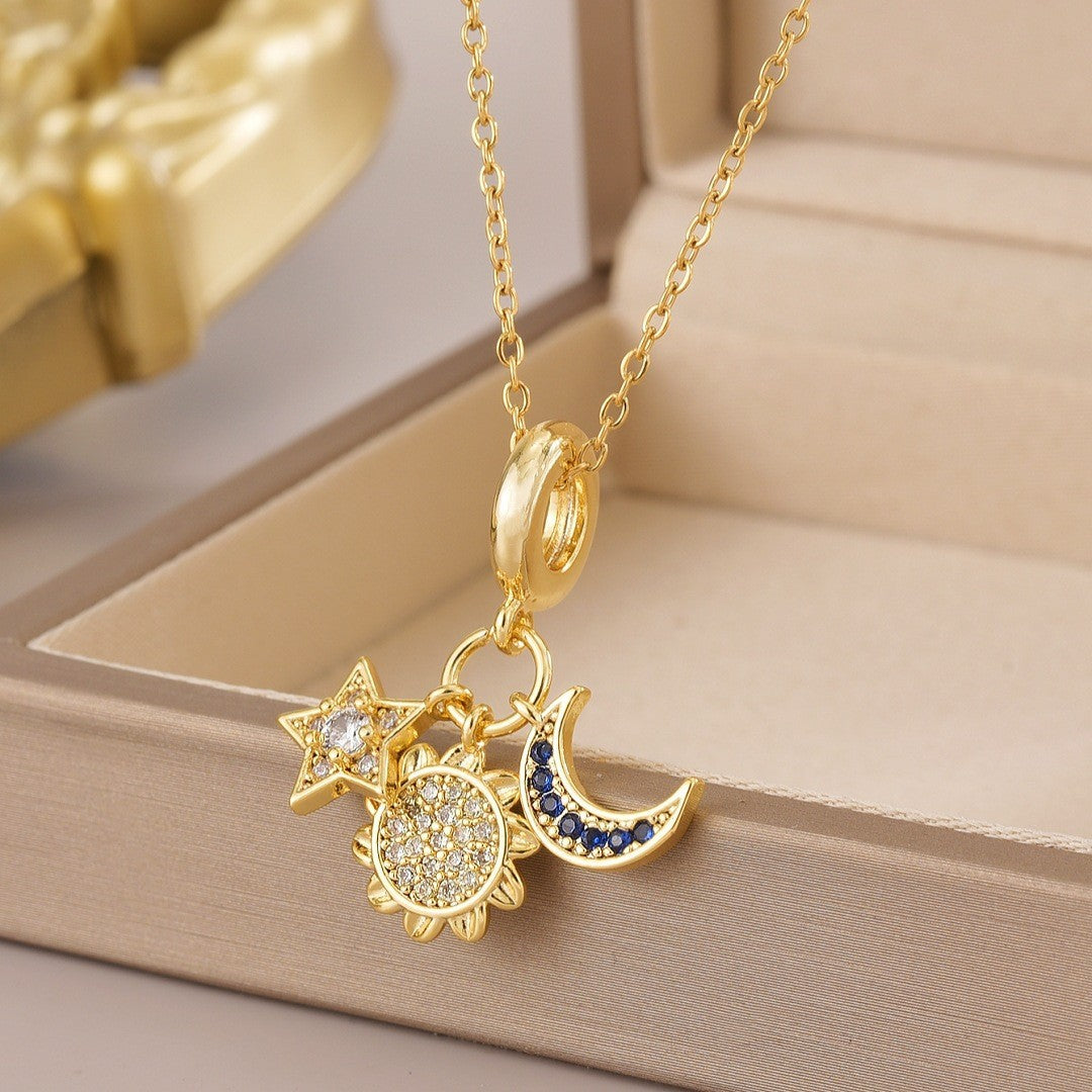 Inlaid Zircon Camera Glasses Eiffel Tower Necklaces