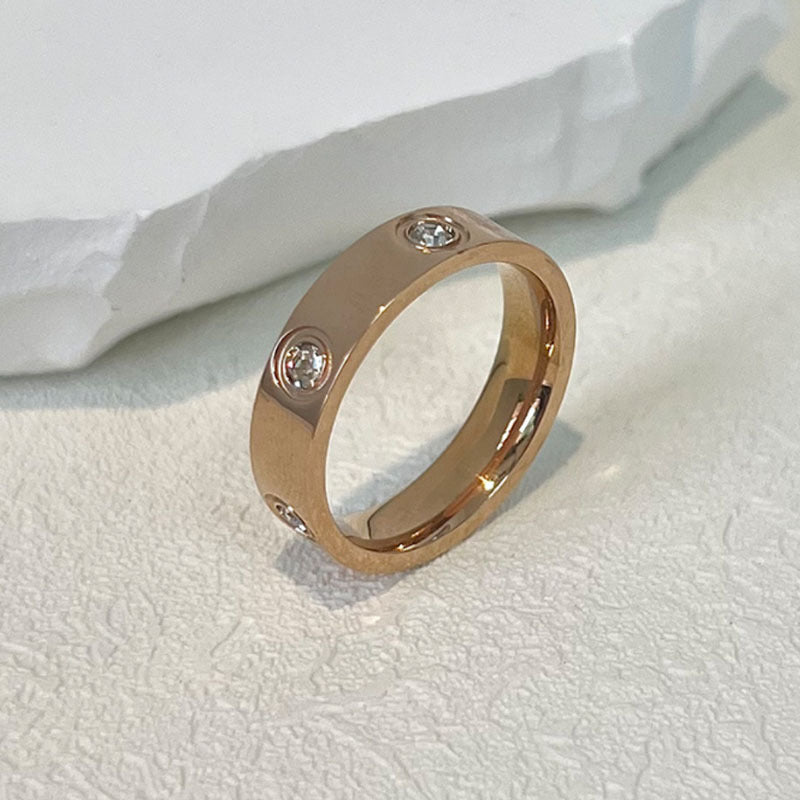 Titanium Steel Full Diamond Female Fashion Rings