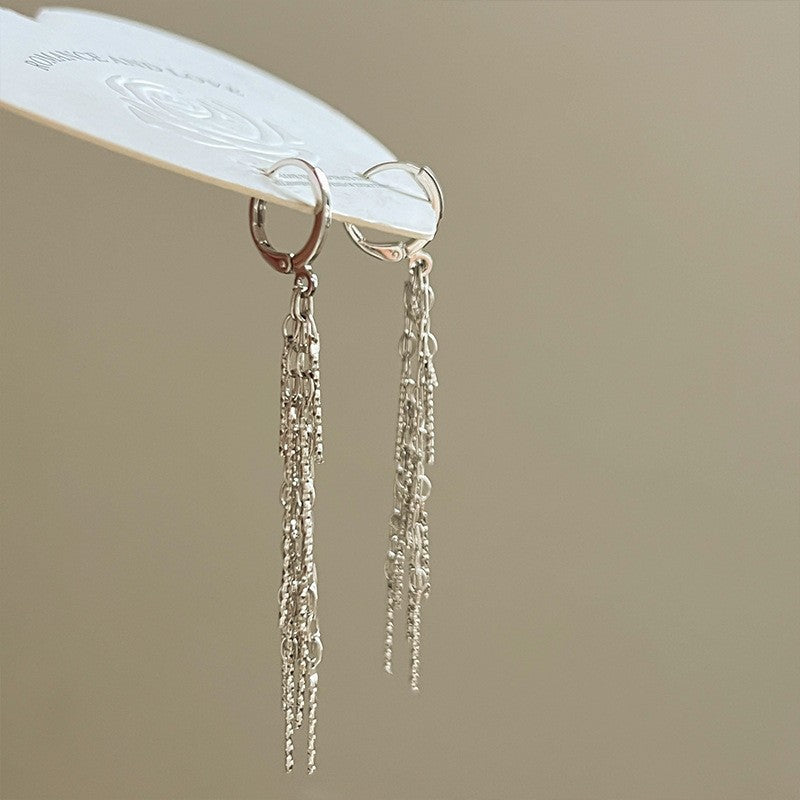 Women's Luxurious Style Long Fringed Pearl Niche Design Earrings