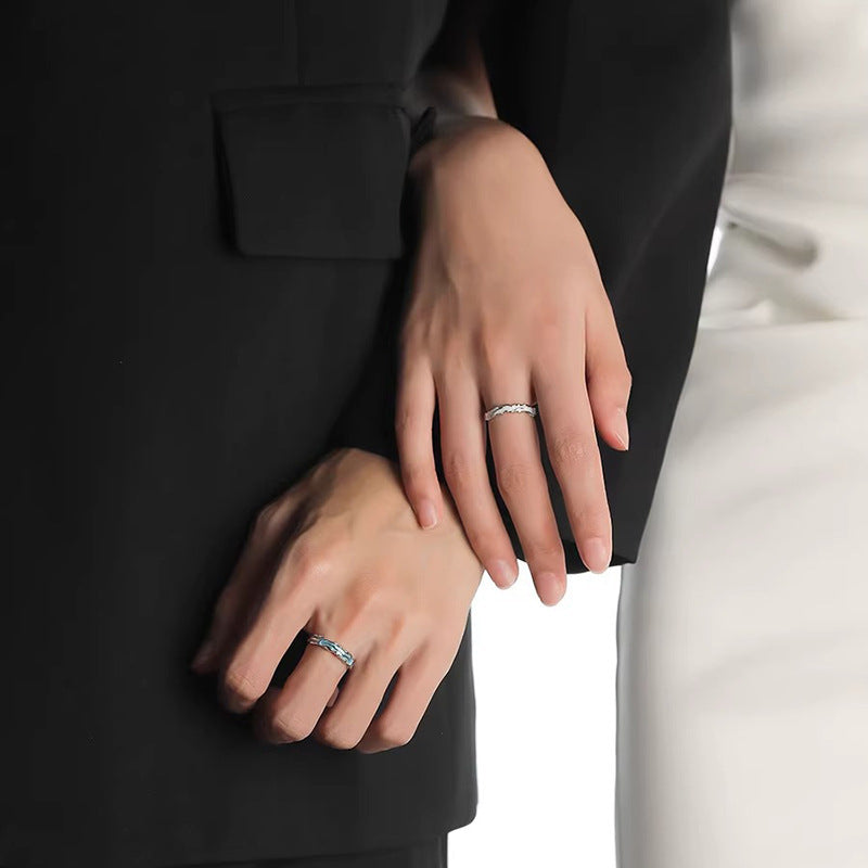 Women's & Men's Pair Epoxy Design High-grade Birthday Gift Rings