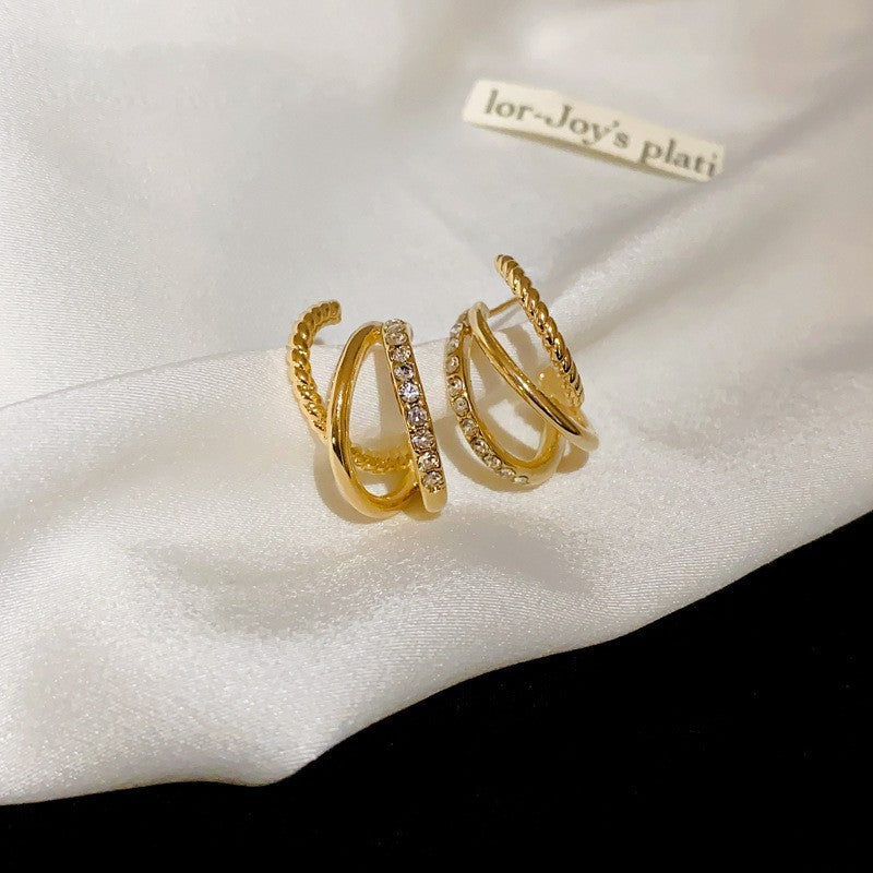 Sier Needle Flower Curved Irregular Pearl Baroque Vintage Earrings