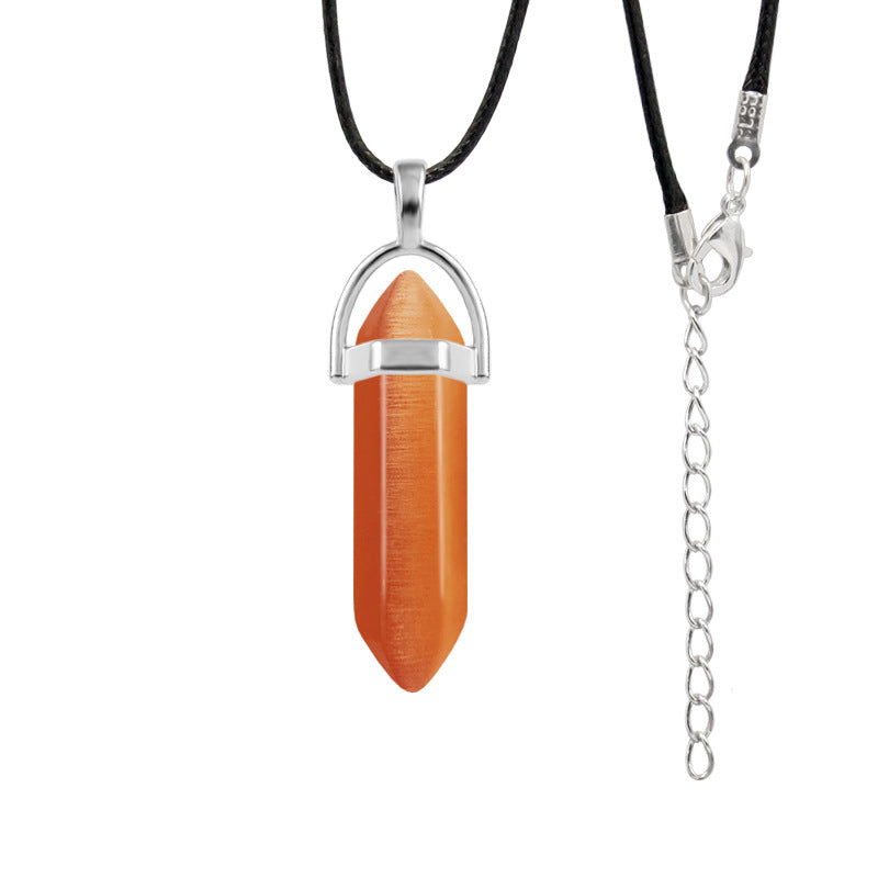 Natural Stone Hexagon Prism Fashion Crystal Necklaces