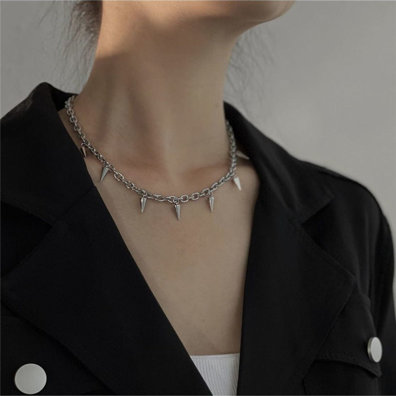 Women's & Men's Tassel Rivet Geometric Cone Design Clavicle Metal Pendants
