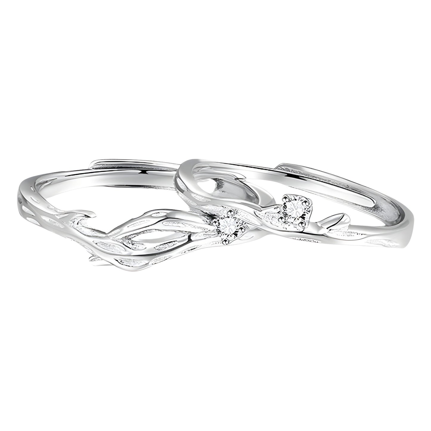 Women's & Men's Mistletoe Couple Pair Of Niche Creative Rings