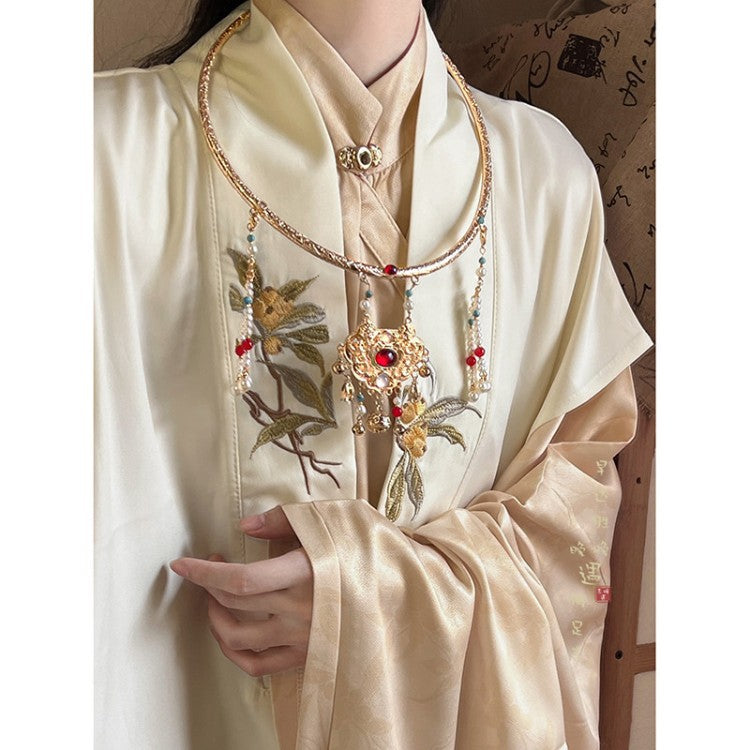 Women's Style Safety Lock Chinese Tassel Ming Necklace