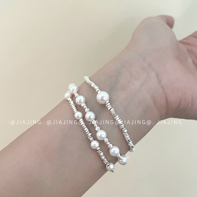Pieces Of Sier Stitching Pearl High Bracelets