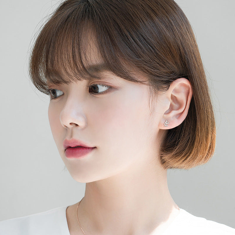 Straight Needle Simple Screw Inlaid Mini Earrings