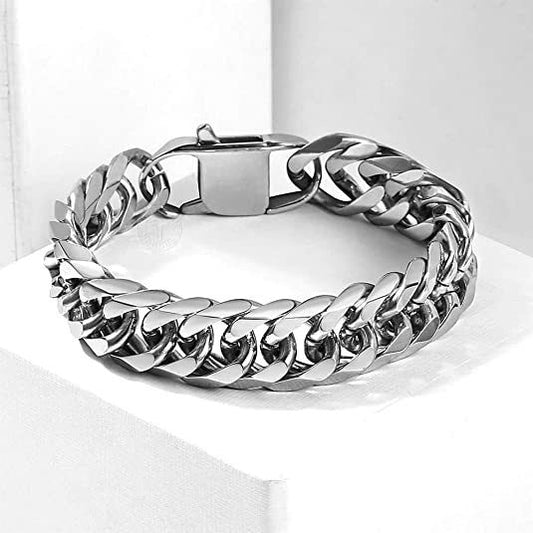 Men's Titanium Steel Cuban Link Chain Square Necklaces