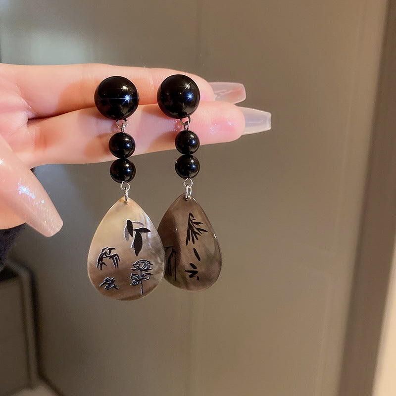 Women's Sier Butterfly Tassel Sweet Flowers Long Rings