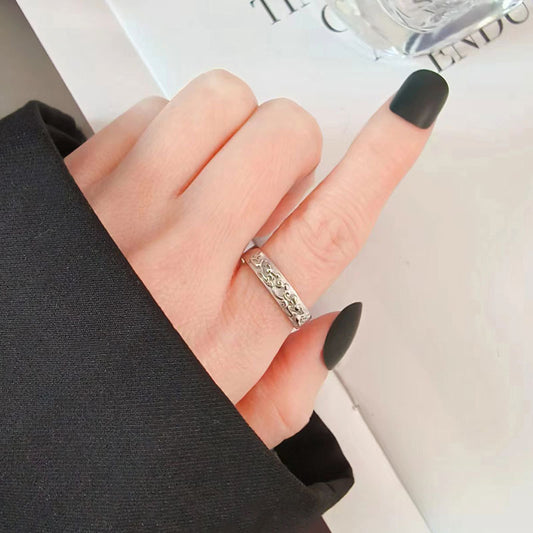 Style Relief Three-dimensional Money Drawing Luck Rings