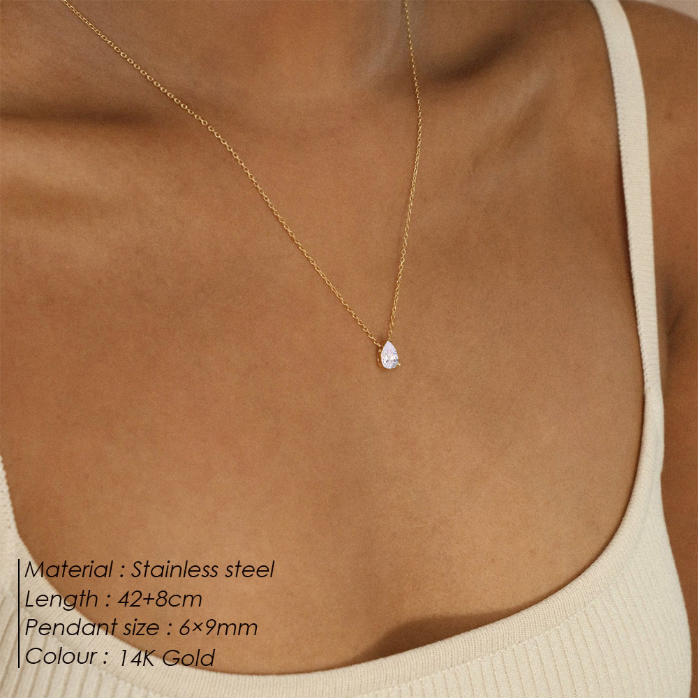 Zircon Month Birthstone Birthstones Vacuum Electroplating Necklaces