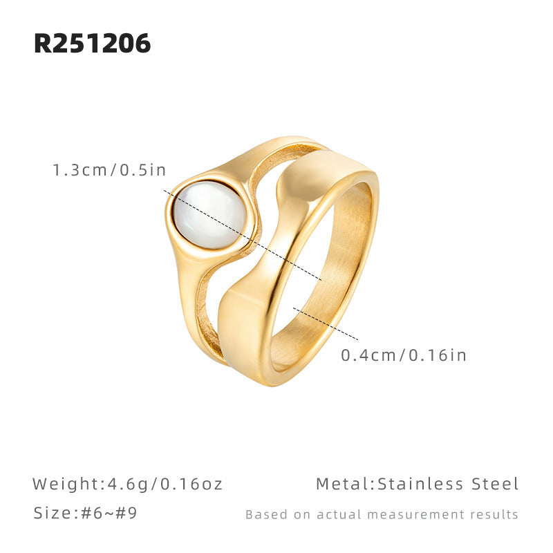 Cool Style Light Luxury White Shell Female Design High-grade Exquisite Ring