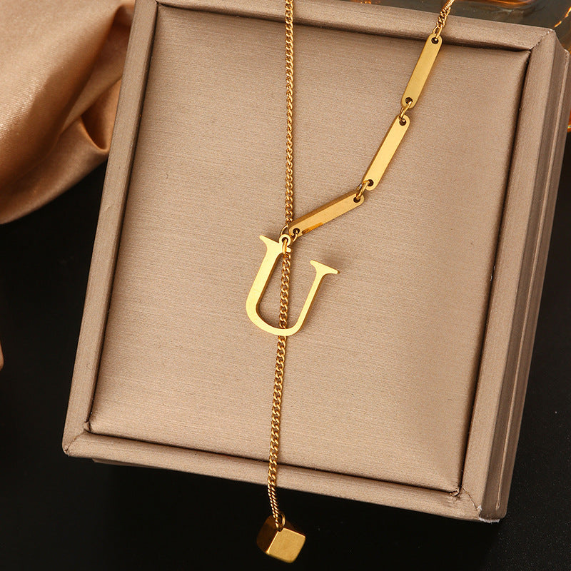 Clavicle Chain Female Letters Do Not Fade Simple High Necklaces