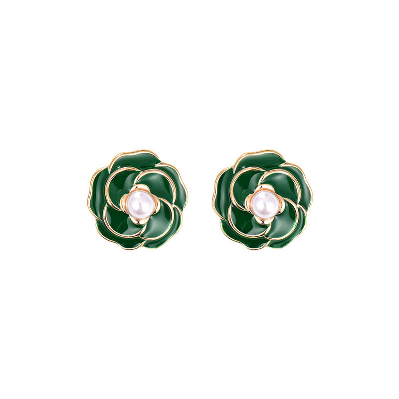 Women's Camellia Retro Aloofness Style Flower Pearl Light Rings