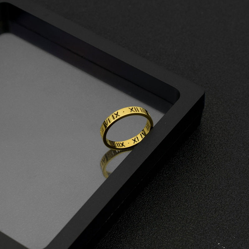 Female Hollow Roman Numerals High Quality Rings