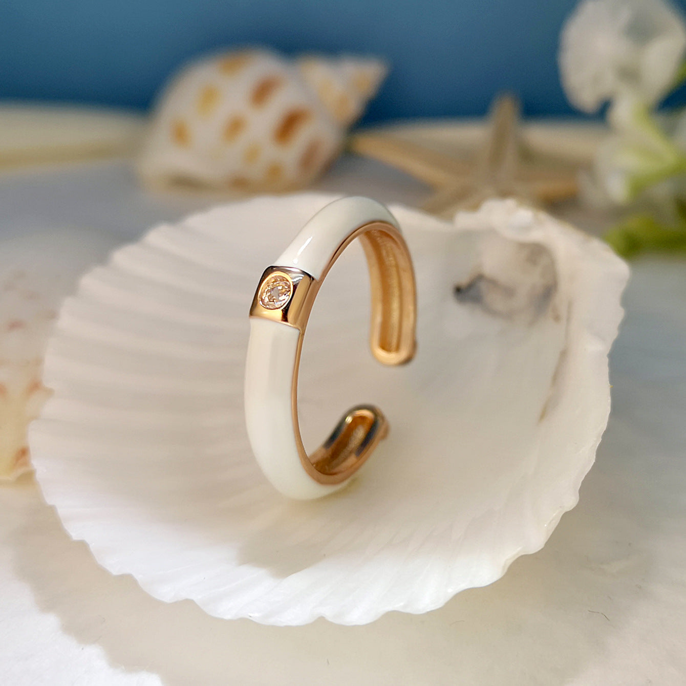 Gold-plated Zircon Simple Design Colorful Oil Rings
